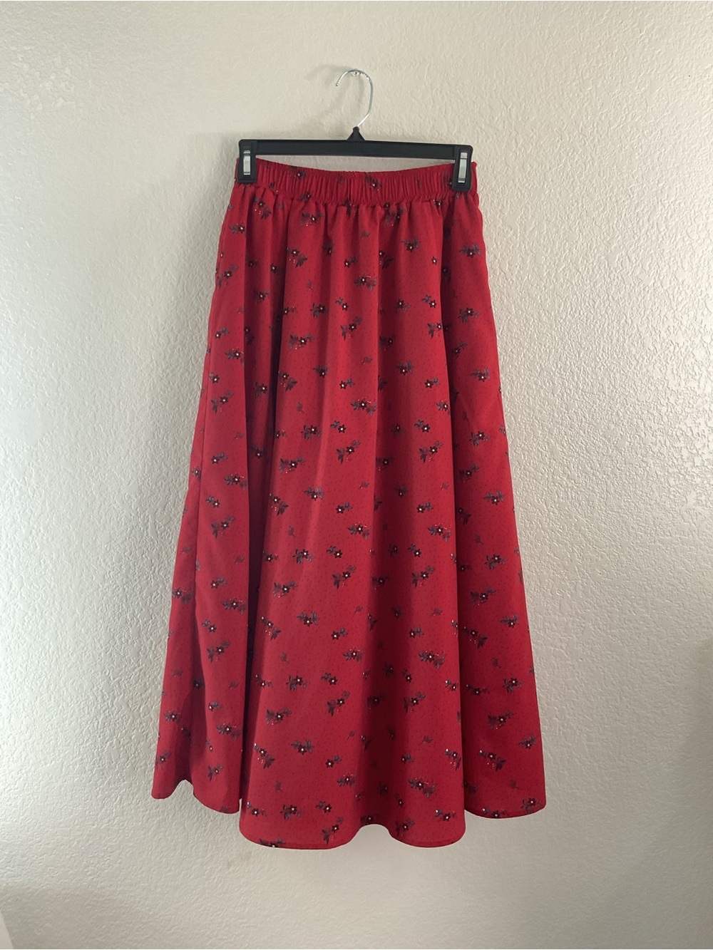 Samansa Mos2 Blue Floral Red Maxi Skirt Vintage Designer Cottagecore Whimsigoth